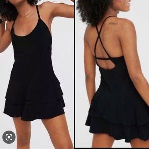 Aerie Black offline ruffled tennis dress